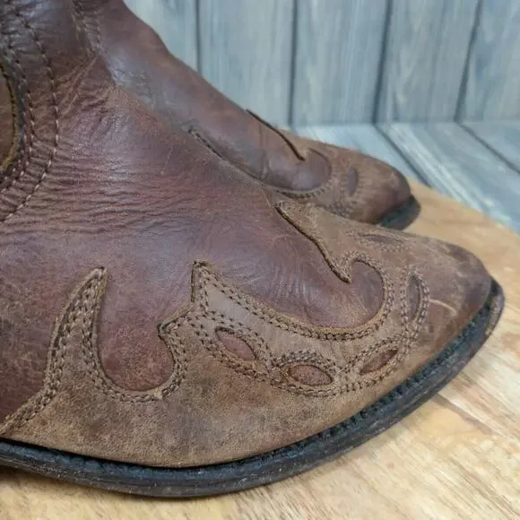 Boulet Leather Western Boots‎ Women Cowgirlcore Chic Overlay Cutout Sz 7 Canada - Picture 6 of 13